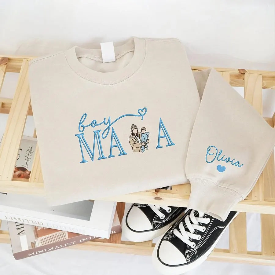 Familienporträt Zip Hoodie personalisierte Familienzeichnung passendes Paar- und Familienoutfit