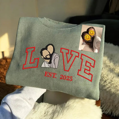 Mit Filzherz bestickte Partner-Hoodies – personalisierbar & perfekt für den Valentinstag