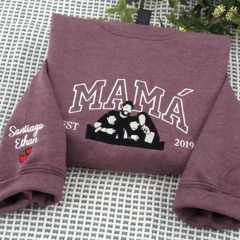 Familienporträt Kapuzenpullover personalisierter Sweater für Familie mit 5 Personen personalisiertes Porträtgeschenk