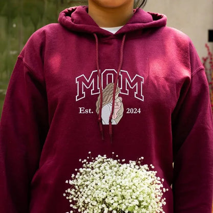Personalisierter Mama Sweatshirt mit Stickerei Mamas Name Fleece Crewneck Weihnachtsgeschenk für sie