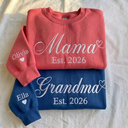 Personalisierter Mama Crewneck Sweatshirt mit Namen bestickt nachhaltige Baumwolle