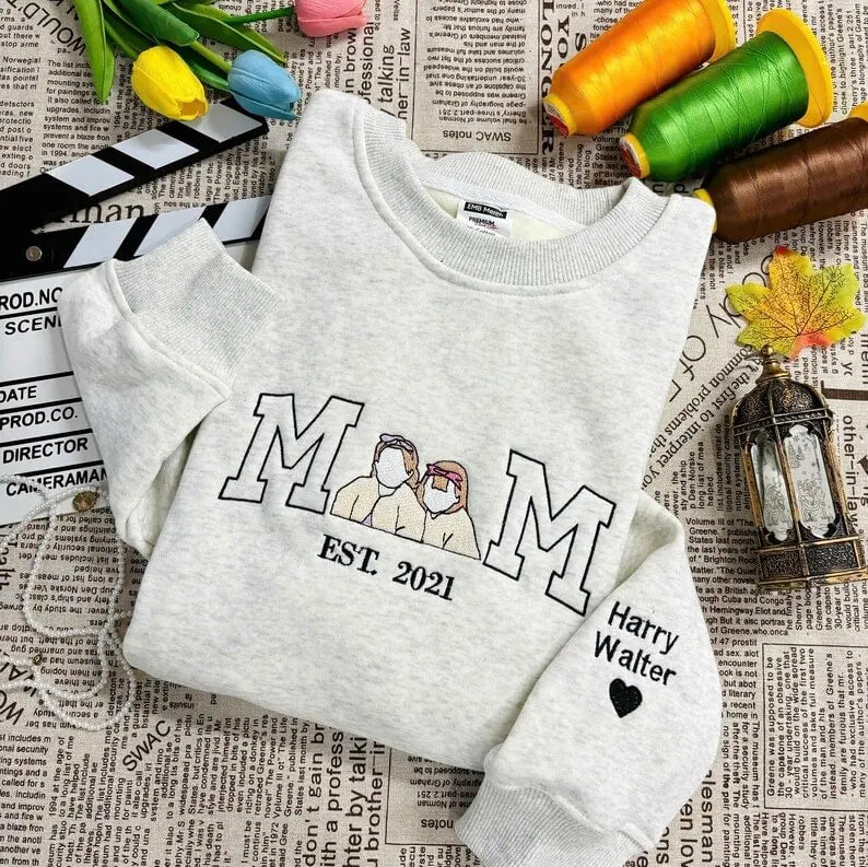 Familienporträt Sweatshirt personalisiertes Cartoon Familienbild Pullover