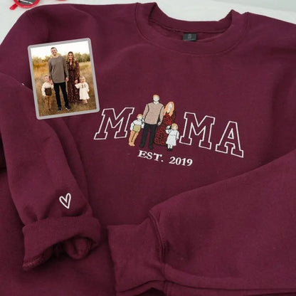 Familienporträt Kapuzenpullover personalisierter Sweater mit Kindernamen passendes Familienoutfit