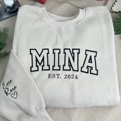 Custom Mama Hoodie personalisierter Muttername mit Kinderhandabdruck einzigartiges Geschenk