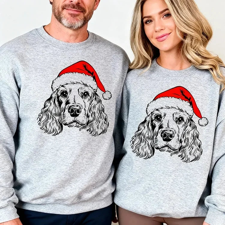 Personalisierter Weihnachtspullover für Haustiere – Individuell gestalteter Weihnachtspullover für Hunde und Katzen mit Weihnachtsmannmütze
