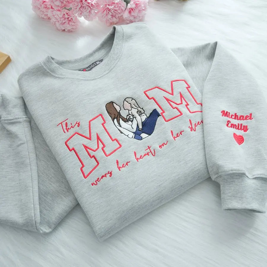Familienporträt Kapuzenpullover personalisierter Sweater mit Kinderporträt personalisierter Familien Crewneck