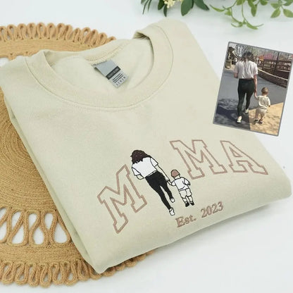 Familienporträt Kapuzenpullover personalisierter Sweater mit Kindernamen passendes Familienoutfit