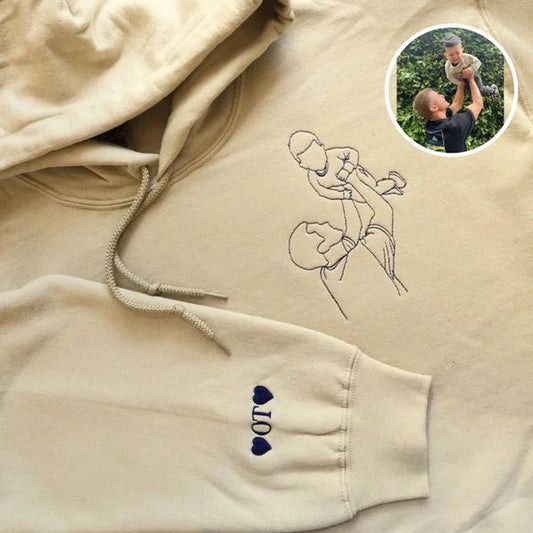 Individuell besticktes Porträt-Foto-Sweatshirt, einzigartige Geschenke für Papa