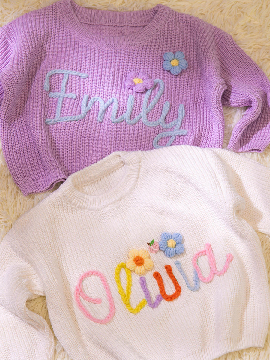 Baby-Sweatshirt für jeden Tag – Bestickter Name, weiche Baumwollmischung zum Spielen