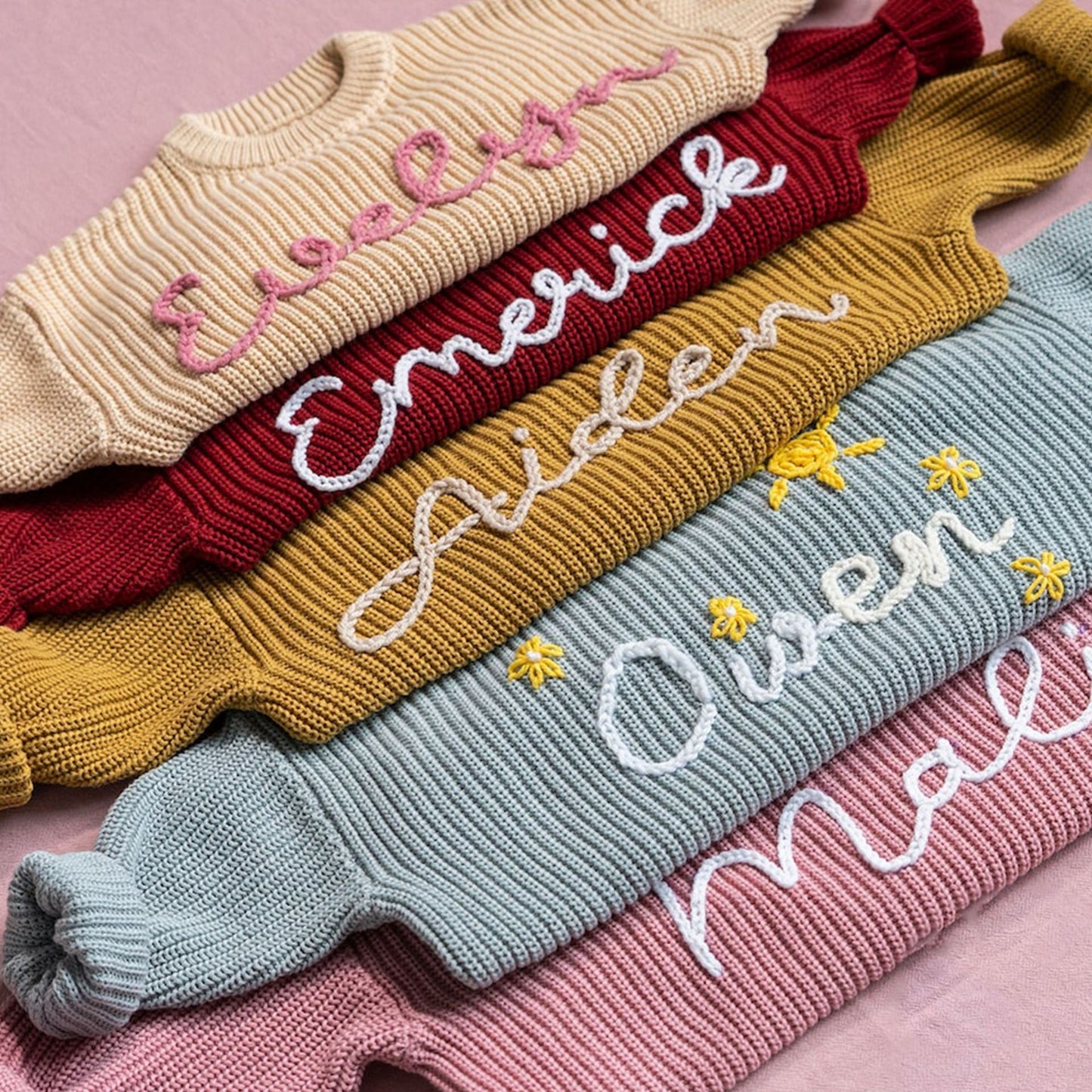 Individueller Baby-Namenspullover – Personalisiertes besticktes Strick-Sweatshirt für Kleinkinder und Kinder