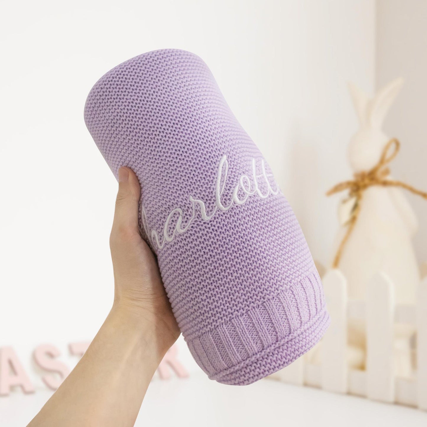 Atmungsaktive Baumwoll-Decke für Babys - Personalisiert mit besticktem Namen