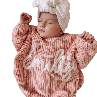 Individueller Baby-Namenspullover – Personalisiertes besticktes Strick-Sweatshirt für Kleinkinder und Kinder