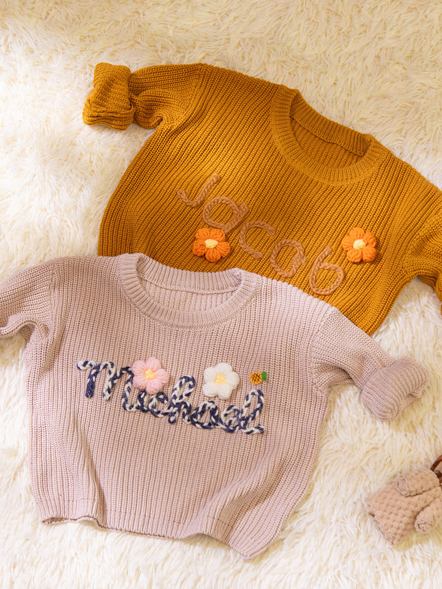 Baby-Sweatshirt für jeden Tag – Bestickter Name, weiche Baumwollmischung zum Spielen