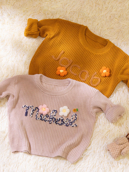 Baby-Sweatshirt für jeden Tag – Bestickter Name, weiche Baumwollmischung zum Spielen