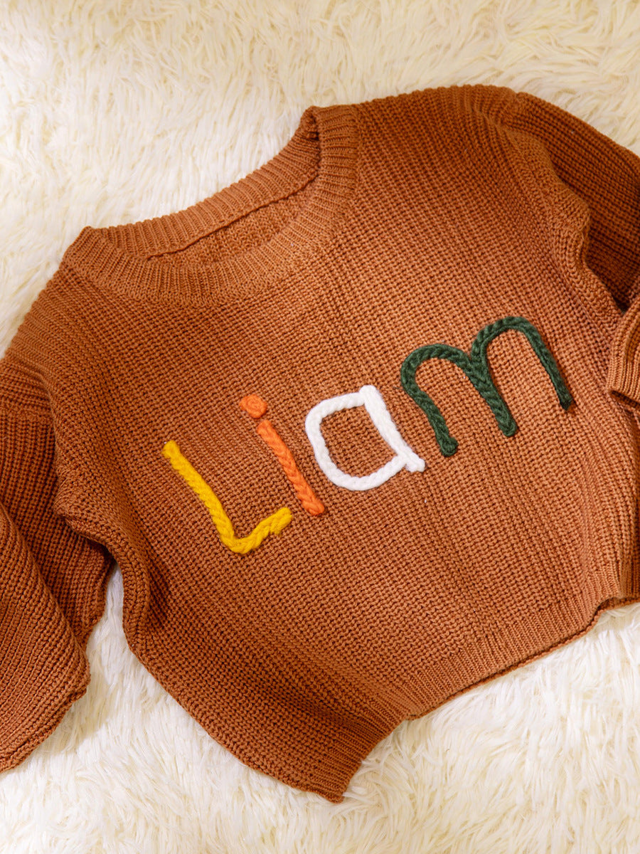 Baby-Sweatshirt für jeden Tag – Bestickter Name, weiche Baumwollmischung zum Spielen
