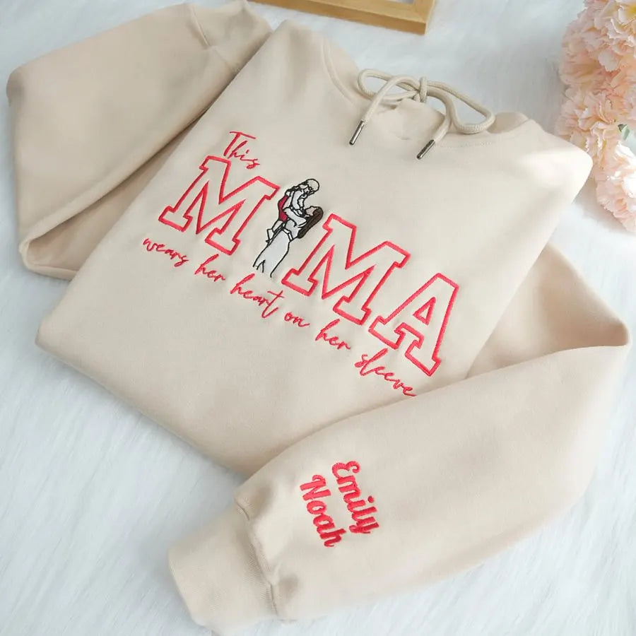 Familienporträt Kapuzenpullover personalisierter Sweater mit Kinderporträt personalisierter Familien Crewneck