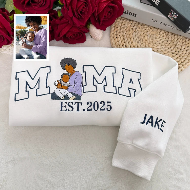 Personalisierter Mama Sweatshirt mit Stickerei personalisierter Name Muttertagsgeschenk für Damen