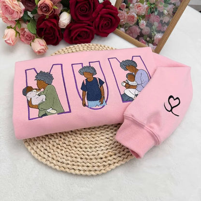 Familienporträt Sweatshirt personalisiert mit Haustier individuelle Familienillustration Kapuzenpullover