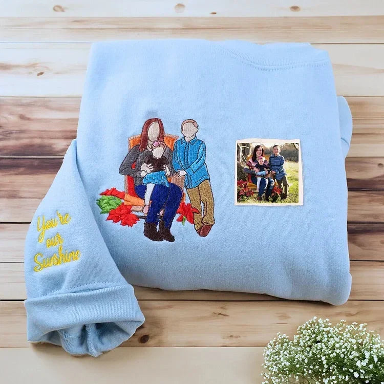 Besticktes Sweatshirt mit Gesichtsporträt – Personalisiertes Geschenk für Eltern