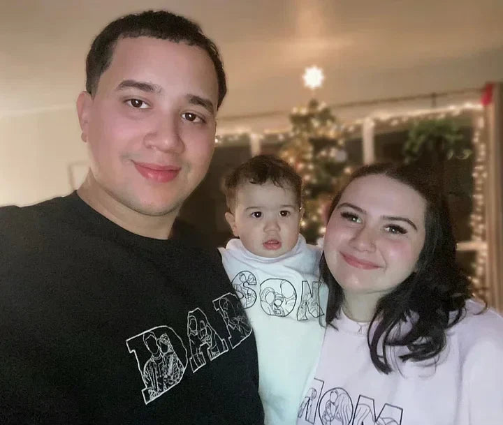 Personalisiertes Sweatshirt mit Gesichtszeichnung | Individueller Pullover mit Familienporträt