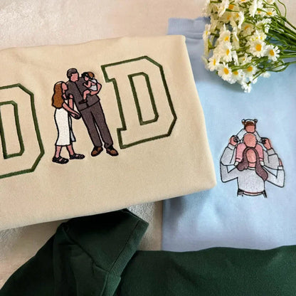 Benutzerdefiniertes Sweatshirt mit Fotostickerei für Mama und Papa, benutzerdefiniertes Varsity-T-Shirt mit Stickerei, Geschenk für Mama