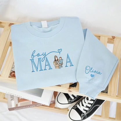 Familienporträt Zip Hoodie personalisierte Familienzeichnung passendes Paar- und Familienoutfit