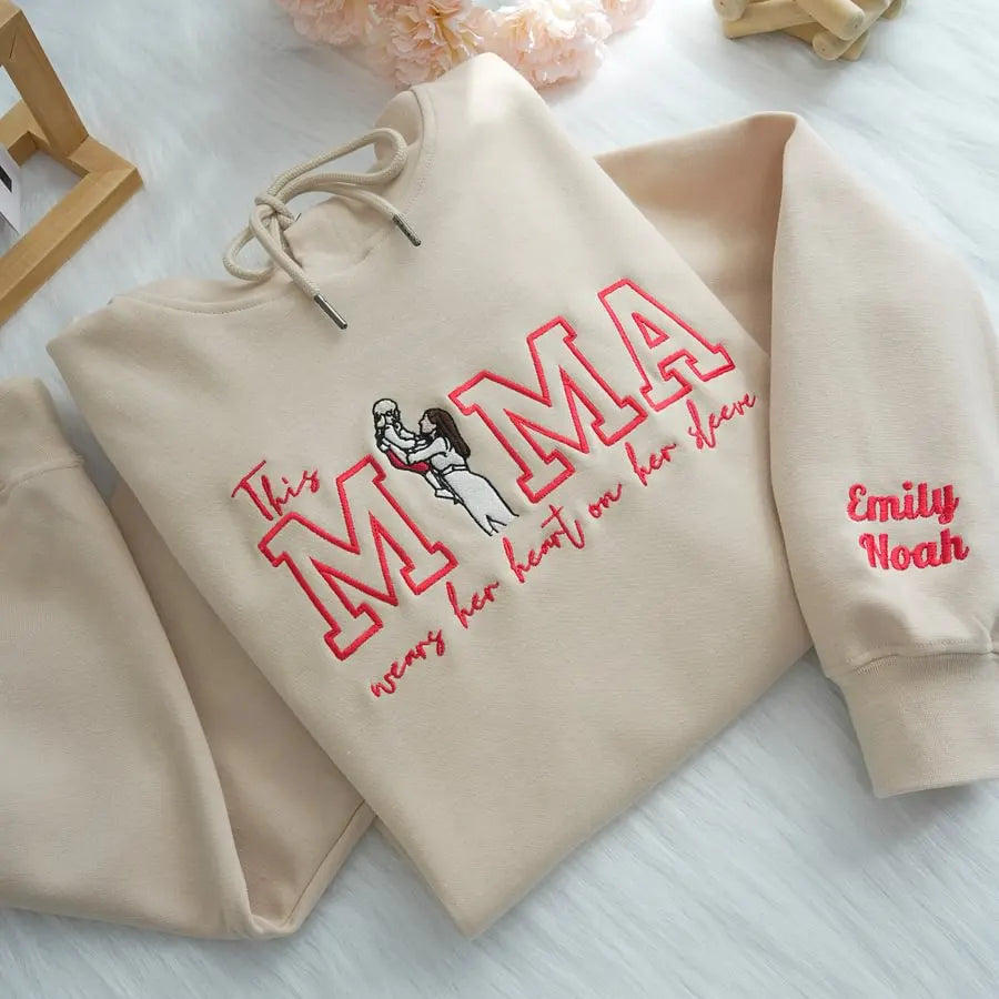 Familienporträt Kapuzenpullover personalisierter Sweater mit Kinderporträt personalisierter Familien Crewneck