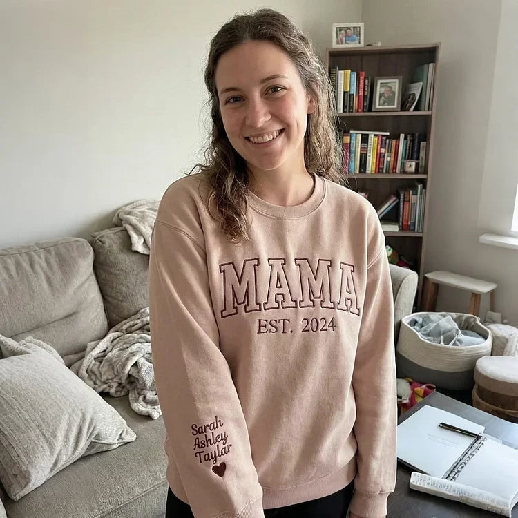 Familienporträt Sweatshirt mit individuellem Schriftzug passendes Geschwisteroutfit