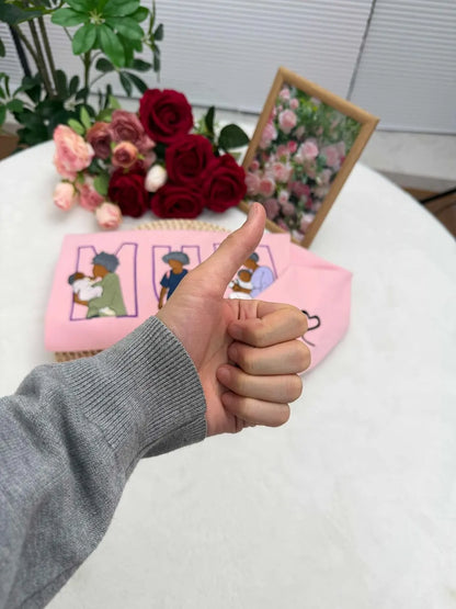 Familienporträt Sweatshirt personalisiert mit Haustier individuelle Familienillustration Kapuzenpullover