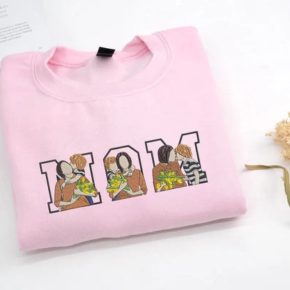 Personalisiertes Mama Sweatshirt mit Namen bestickt Muttertagsgeschenk Übergröße Fleece