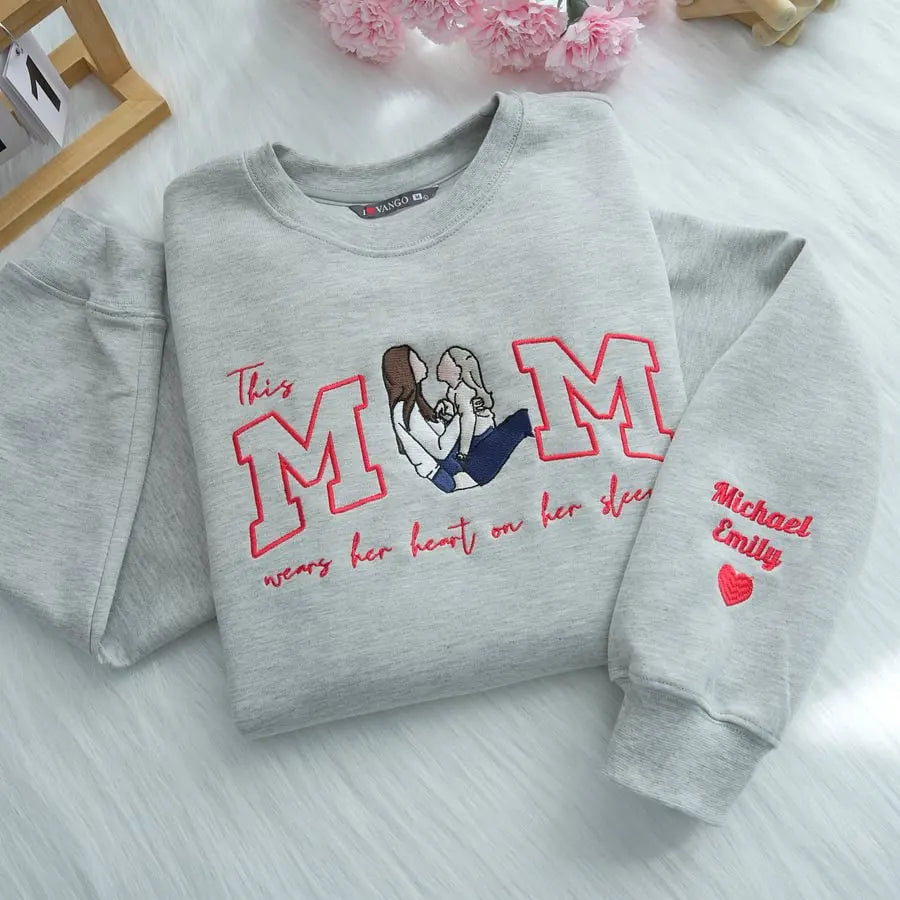 Familienporträt Kapuzenpullover personalisierter Sweater mit Kinderporträt personalisierter Familien Crewneck