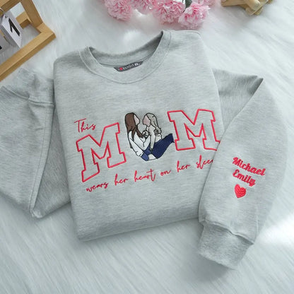 Familienporträt Kapuzenpullover personalisierter Sweater mit Kinderporträt personalisierter Familien Crewneck