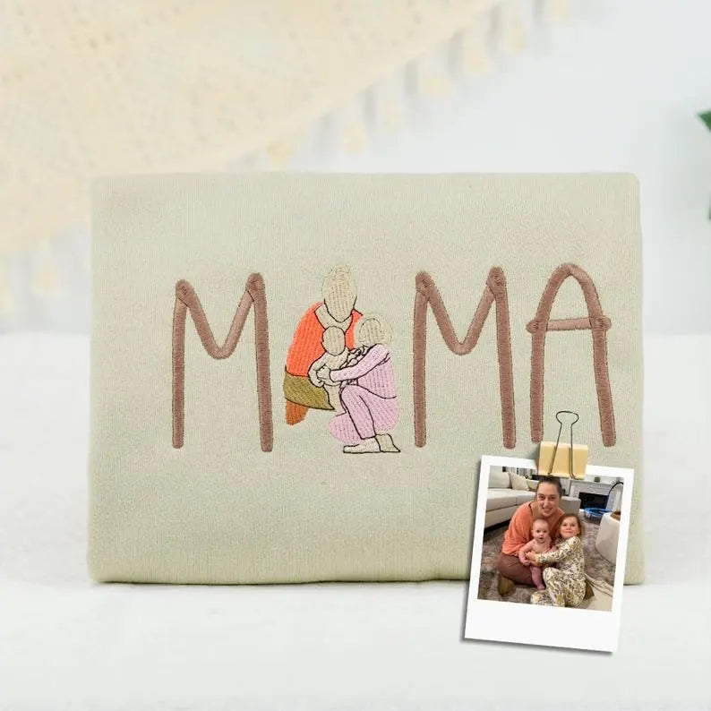 Personalisierter Mama Oversize Sweatshirt mit Namensstickerei Geschenk für frischgebackene Mütter