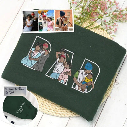 „Beste Mama aller Zeiten“ – Personalisiertes Sweatshirt mit Porträt – Geschenk mit Foto-Skizzen-Stickerei