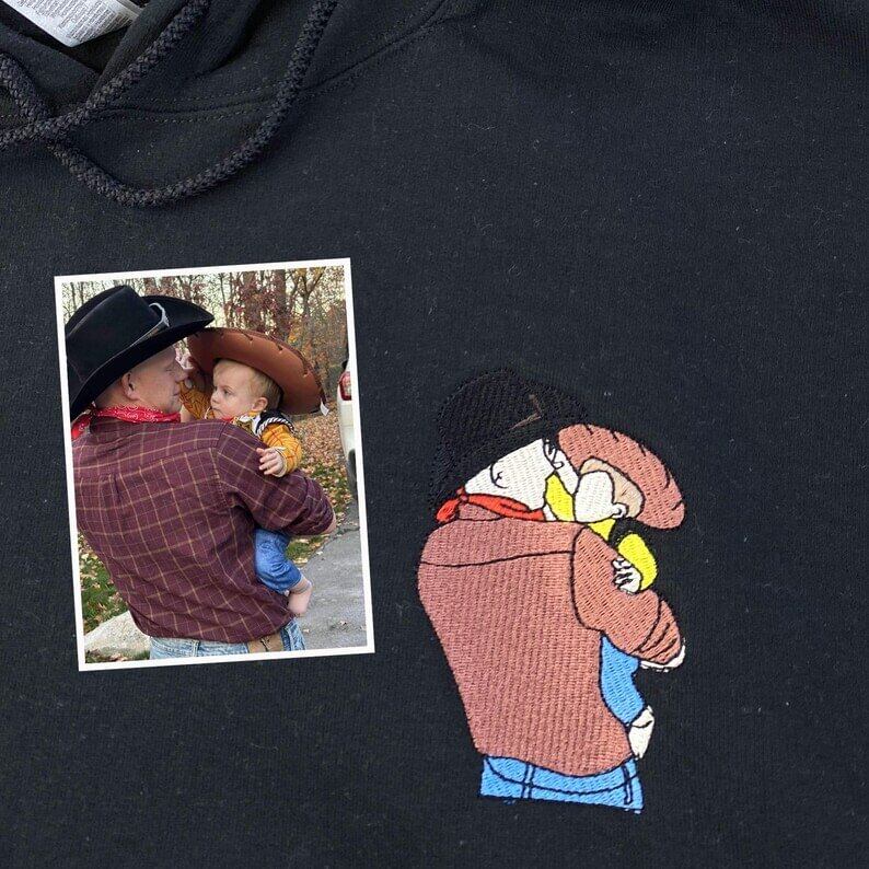 Besticktes Sweatshirt mit Gesichtsporträt – Personalisiertes Geschenk für Eltern