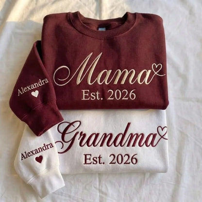 Personalisierter Mama Crewneck Sweatshirt mit Namen bestickt nachhaltige Baumwolle