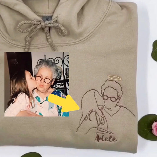 Benutzerdefiniertes besticktes Fotoporträt-Sweatshirt Muttertagsgeschenk