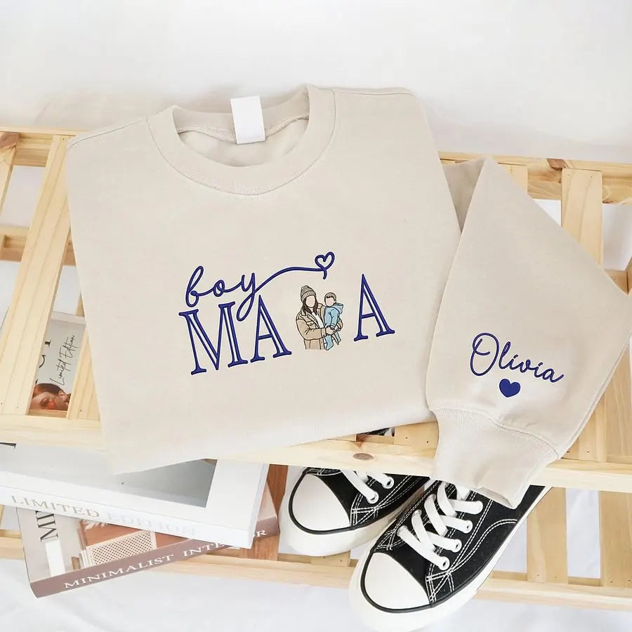 Familienporträt Zip Hoodie personalisierte Familienzeichnung passendes Paar- und Familienoutfit