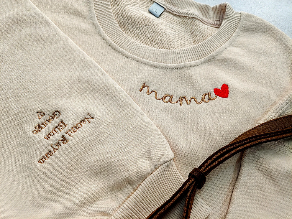 Benutzerdefiniertes Mama-Sweatshirt mit Stickerei, personalisierter Mama-Rundhalsausschnitt mit Kindernamen