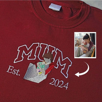 Personalisierter Mama Sweatshirt mit Stickerei Mamas Name Fleece Crewneck Weihnachtsgeschenk für sie