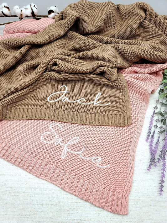 Weihnachtsgeschenk für Neugeborene - Personalisierte Babydecke mit Namensstickerei