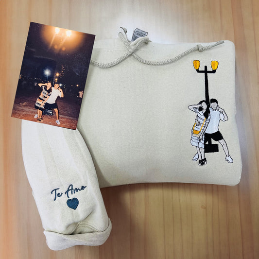 Gesticktes Portrait-Sweatshirt, individuelles Foto auf Hoodie, bestickt, Vater-Portrait-Hoodie von Ihrem Foto
