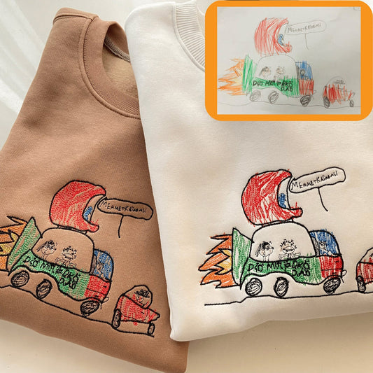 BESTICKTES T-Shirt mit individueller Fotozeichnung für Kinder als personalisiertes, einzigartiges besonderes Geschenk für Mütter, Väter, Tanten, Schwestern