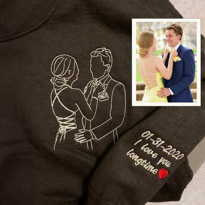 Benutzerdefiniertes besticktes Portrait-Sweatshirt vom Foto, Paar-Sweatshirt, Foto-Hoodie, Bestes Geschenk für Freund, Freundin