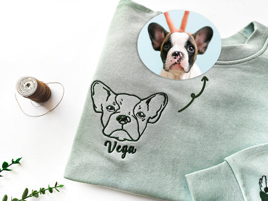 Bestickte Haustier-Sweatshirts Mit Haustierfoto Und Namen, Besticktes Haustierportrait, Individueller Hunde-Kapuzenpullover, Besonderes Geburtstagsgeschenk Für Hundemama/-Papa