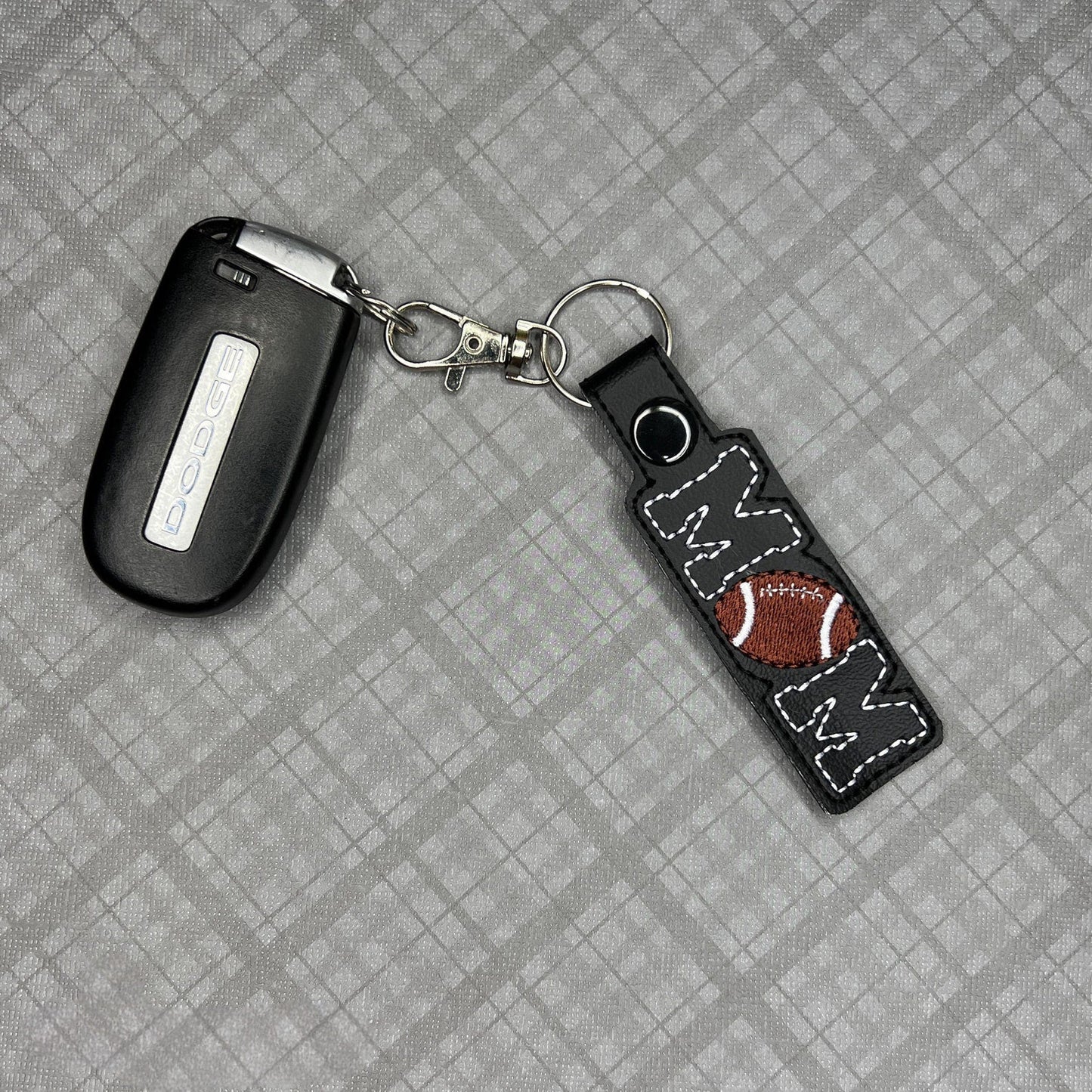 Handmade Football Mom Embroidered Keychain - Team Spirit Accessory Gift for Moms