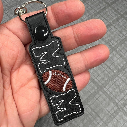 Handmade Football Mom Embroidered Keychain - Team Spirit Accessory Gift for Moms