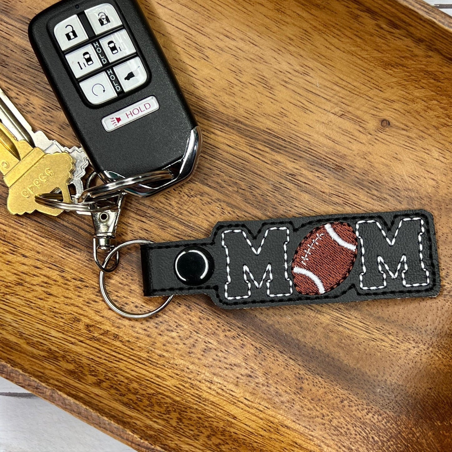 Handmade Football Mom Embroidered Keychain - Team Spirit Accessory Gift for Moms