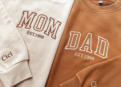Besticktes Rundhals-Sweatshirt für Mama/Papa, Mama-Sweatshirt, Schwangerschaftsanzeige, werdender Papa, Muttertag, Vatertag