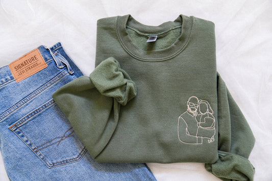 Besticktes Fotoportrait-Sweatshirt zum Vatertag, Geschenk für Papa, personalisiertes Portrait-Sweatshirt, Portraitfoto-Sweatshirt. Alles Gute zum Vatertag